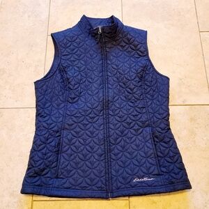 Eddie Bauer Circle Embroidered Quilted Vest Navy Blue Women's Medium
